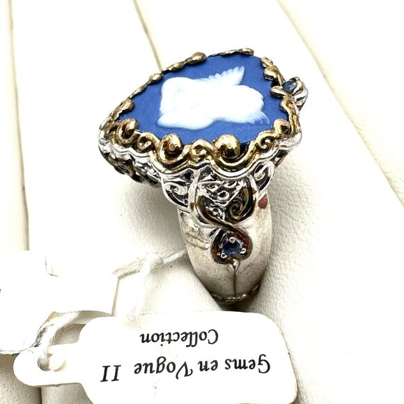 Michael Valitutti Angel Cherub Sterling Silver Gold Accent Ring Size 6 - Picture 4 of 5